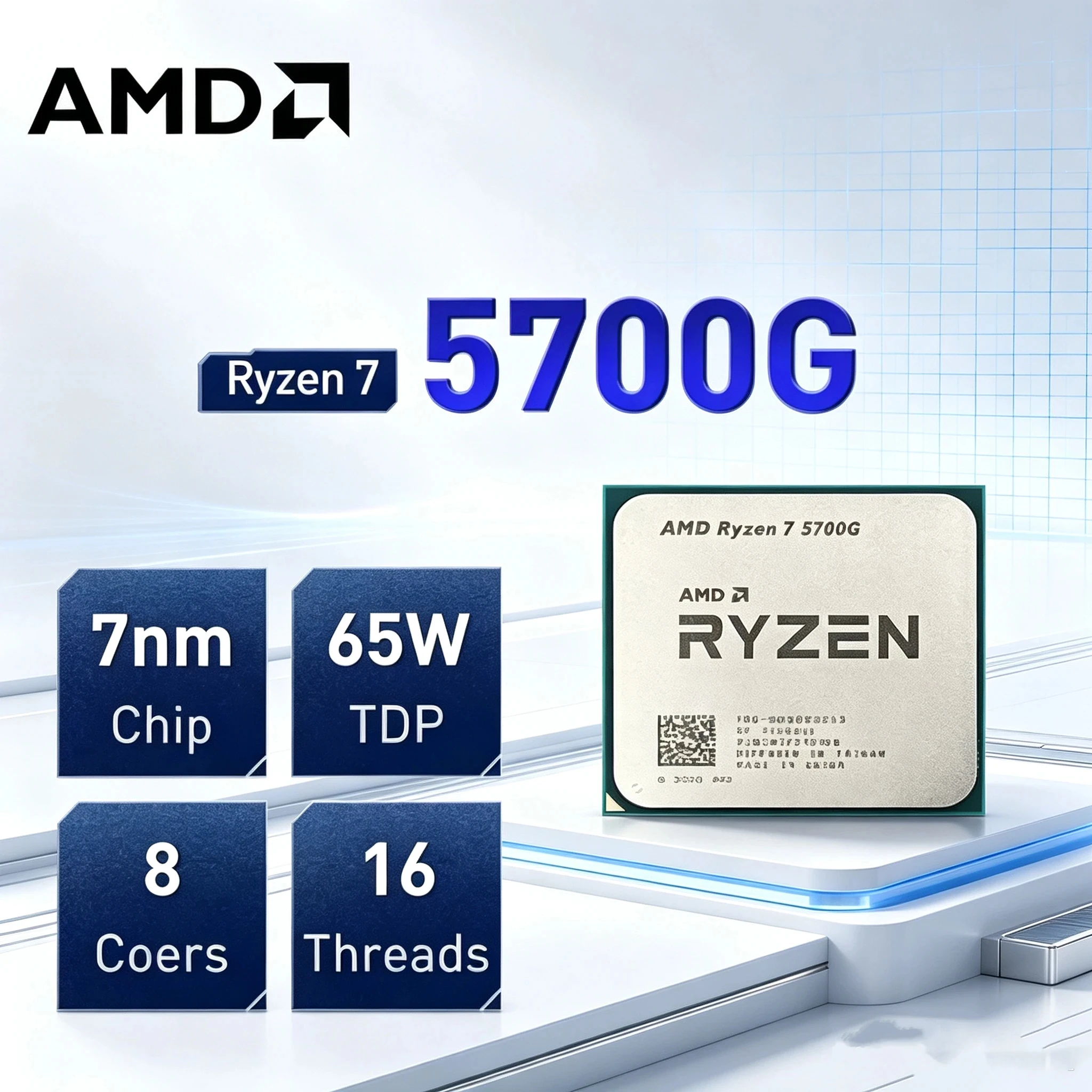 AMD R7 5700G 3.8GHz Base 8-Core 16-Thread 16M L3 65W Low Power 7NM DDR4 Socket AM4 Desktop Processor Without Cooling Fan