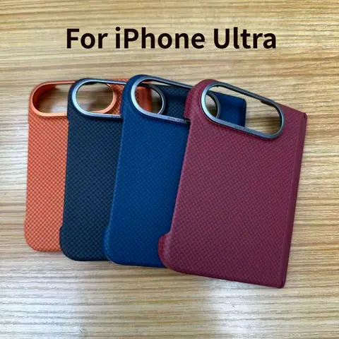 Busienss Ultra Slim Carbon Fiber Pattern Case For iPhone Duo, For Magsafe Alloy Lens Shockproof Protect Cover For iPhone Duo