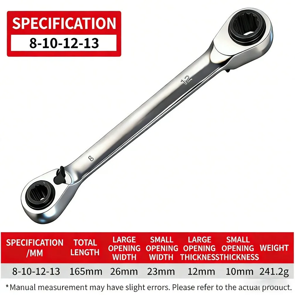 Ratchet Wrench Set 4 in 1 Multi Function Tool Made of 40CR Alloy Steel Featuring 72 Tooth Precision Gear for Smooth Operation