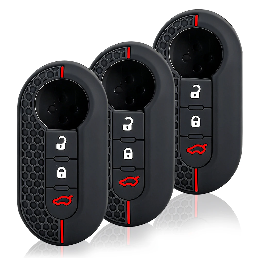 2026 New Hot Silicone Car Key Fob Shell Cover for FIAT 500 500L 500X Abarth 3-Button Folding Key