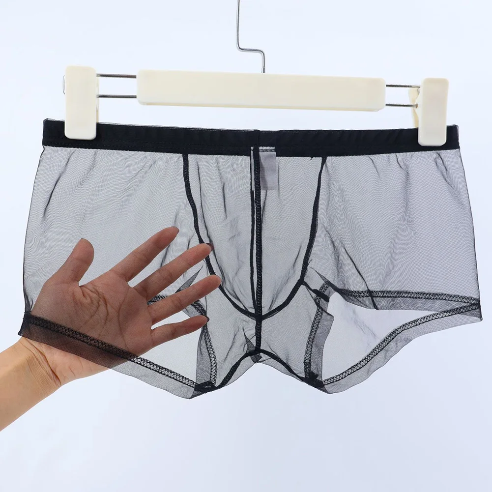 

Sexy Panties Men Soft Ultrathin Mesh Breathable Boxers Shorts Underwear U Convex Pouch Sissy Lingerie Underpants