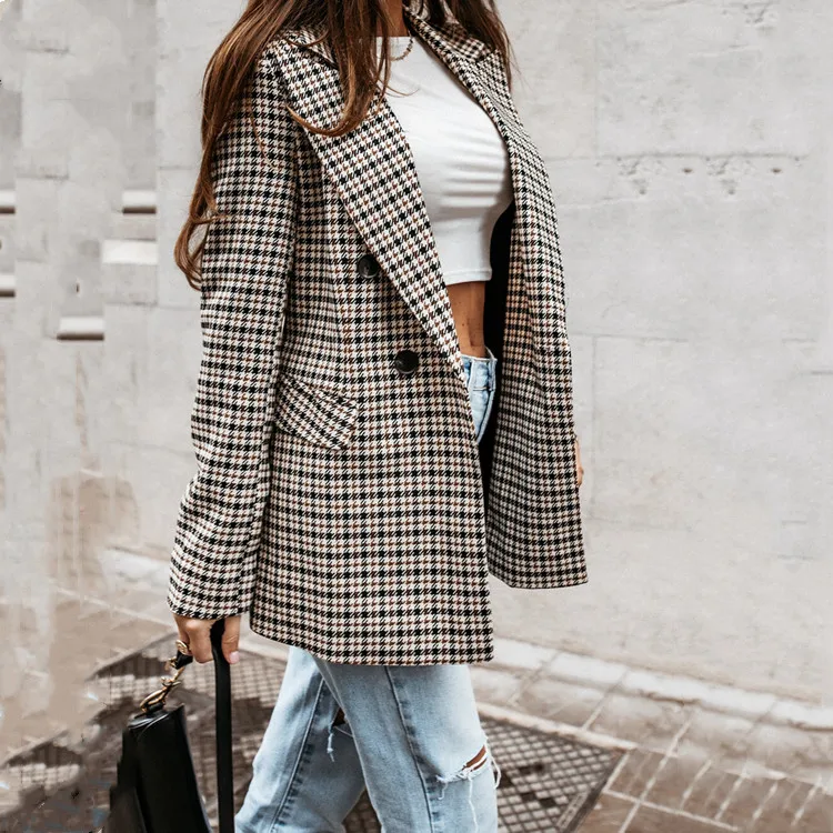 

2023 Faion Women's Suit Jaet Casual Coat Outerwear Ladies Straight Cut Polyester Warm Long Sve Button Plaet ket