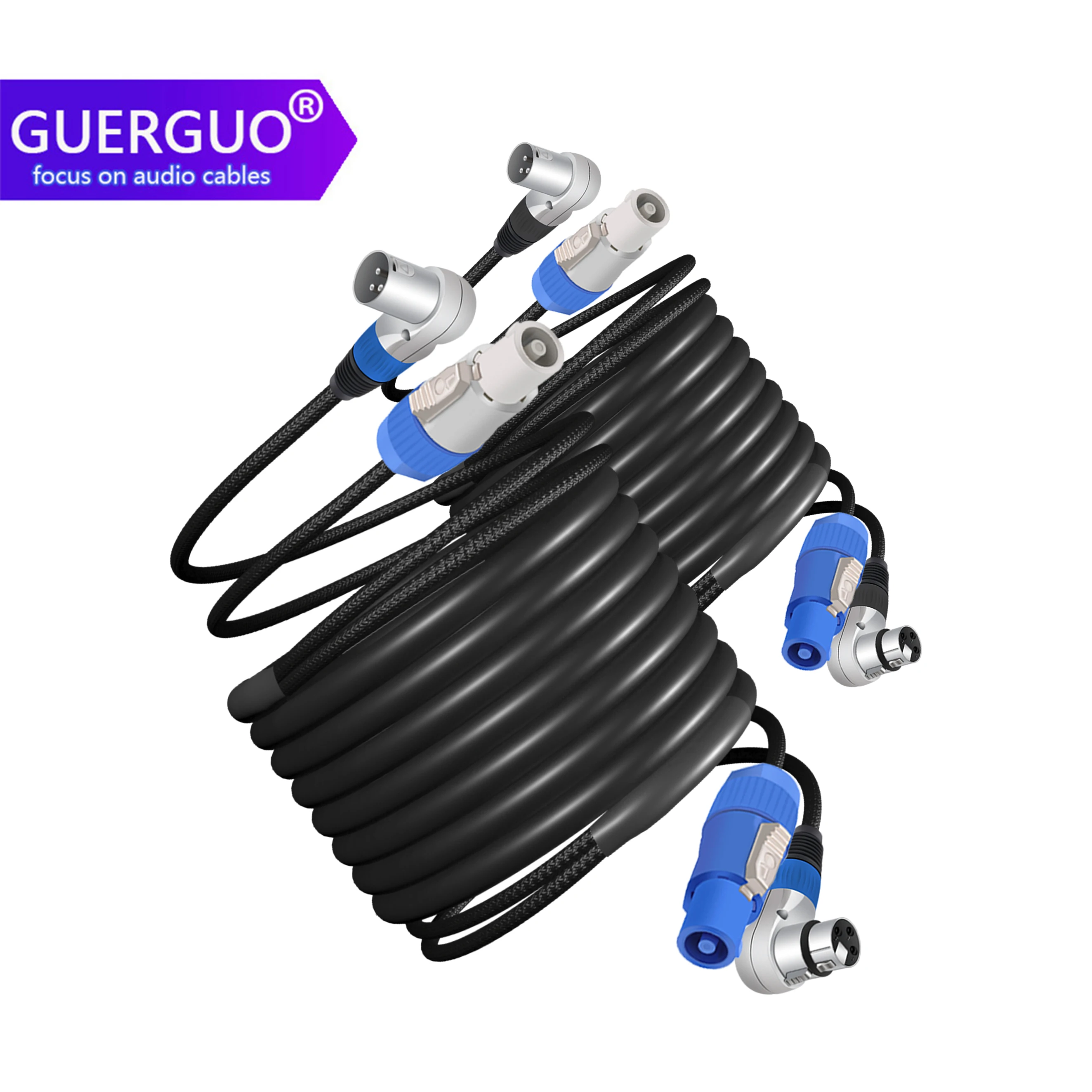 PowerCon/XLR Power Audio Combo Link Cable,3P PowerCon AC Input to Output,XLR M/F Audio Combination Cable,Stage Light Power,Audio