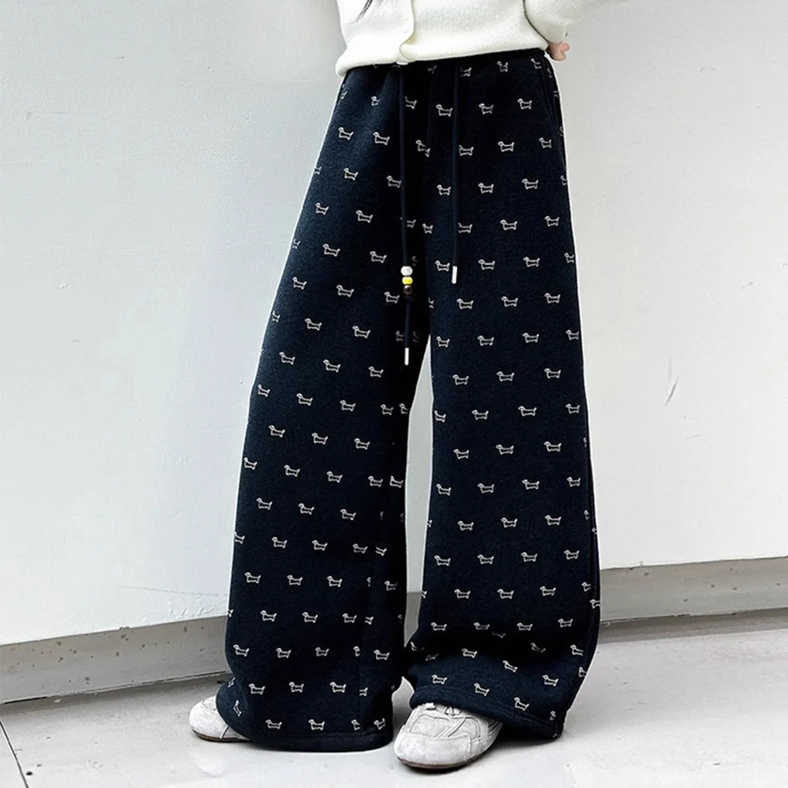 

Little Girl Workout Clothes Loose Fitting Fleece Lined Wide Leg Pants For Boys And Girls Digitally Printed Girls Knickers Pants