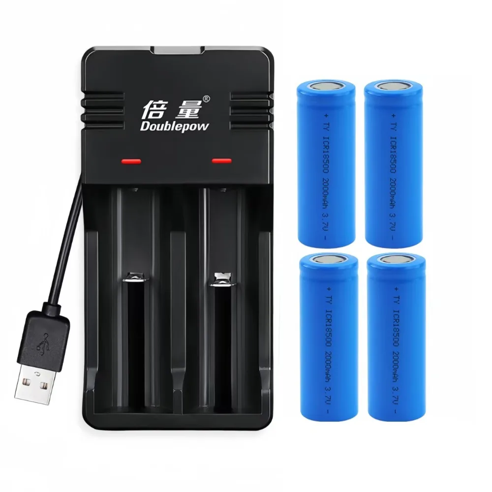 4pcs/lot 18500 Lithium Battery 2000mAh 3.7V Rechargeable Lithium Battery for Flashlight Radio Shaver Speaker Battery