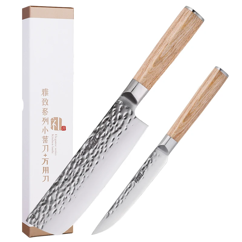 

FINDKING New Michelia Series 2pcs Steak Nakiri Knife Professional Stainless Steel Kitchen Chef Knife Set with Pakka Wood Handle