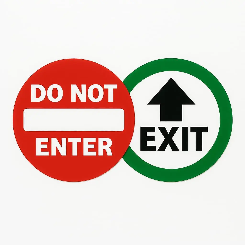 2 Pack Do Not Enter And Exit Arrow Double Sided Weatherproof PVC Vinyl Sticker For Workplace Doors Safety Reminder Decal