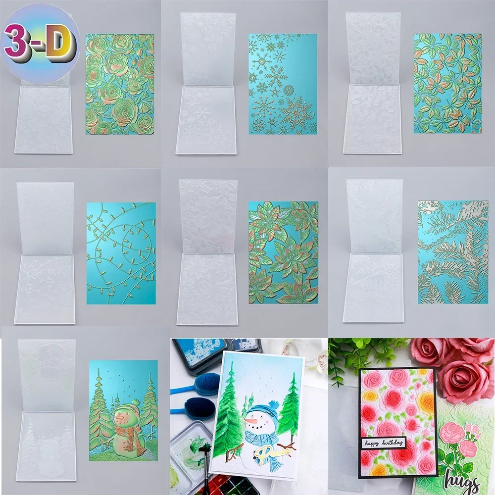 3D-Prägeordner, Weihnachtsschneemann, Schneeflocke, Blumenhintergrund für DIY-Sammelalbum, Kartenherstellung, Prozessdekoration, fügen Sie strukturierte Details hinzu