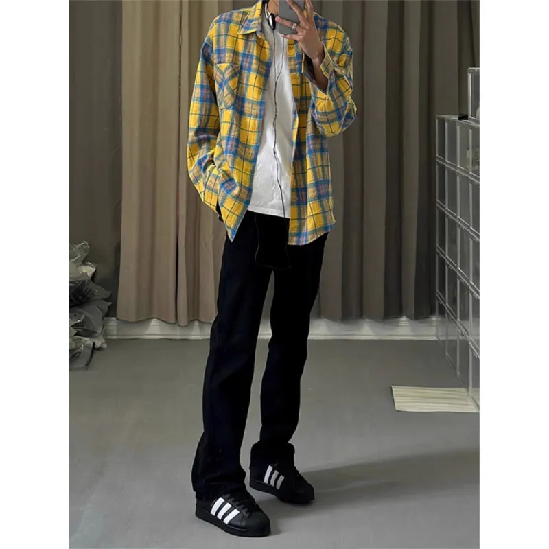 

Slim Fit Pure Bla American High Street Vibe Men's Jeans Trendy Straight Leg Narrow Version Micro Flared Pants Youth Faion