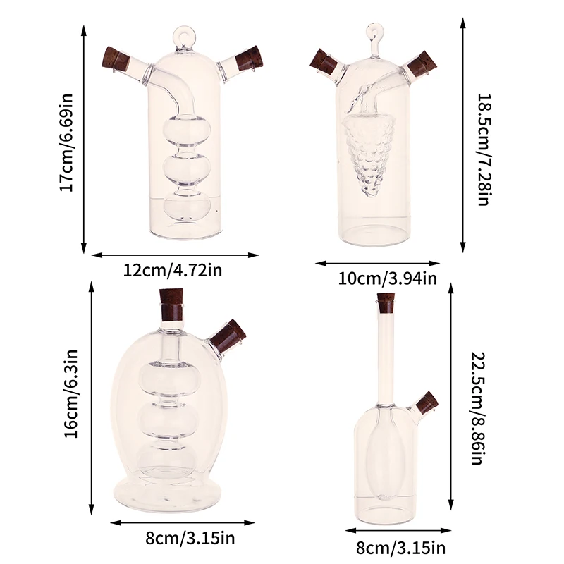 1Pc 2-in-1 Double Layer Bottle Sauce Oil Vinegar Glass Bottle Condiment Sealed Kitchen Storage Bottles Jars Kitchen Tools