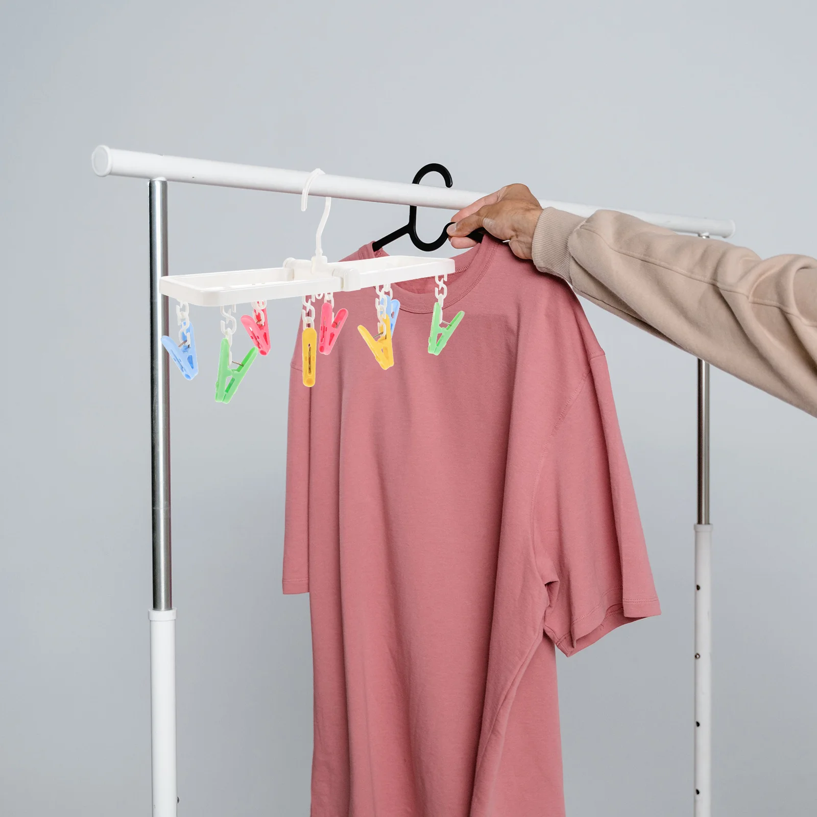 

Socks Hanger Rotatable Clips High Stretch No Marks Clothes Drying Rack Laundry Organizer Windproof Practical Sock Drying Rack