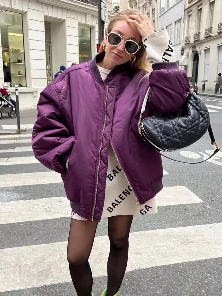 Autumn Winter New Women Bomber Jacket Fashion Oversize Loose Coat Long Sleeve Zipper Streetwear Female Casual Jackets