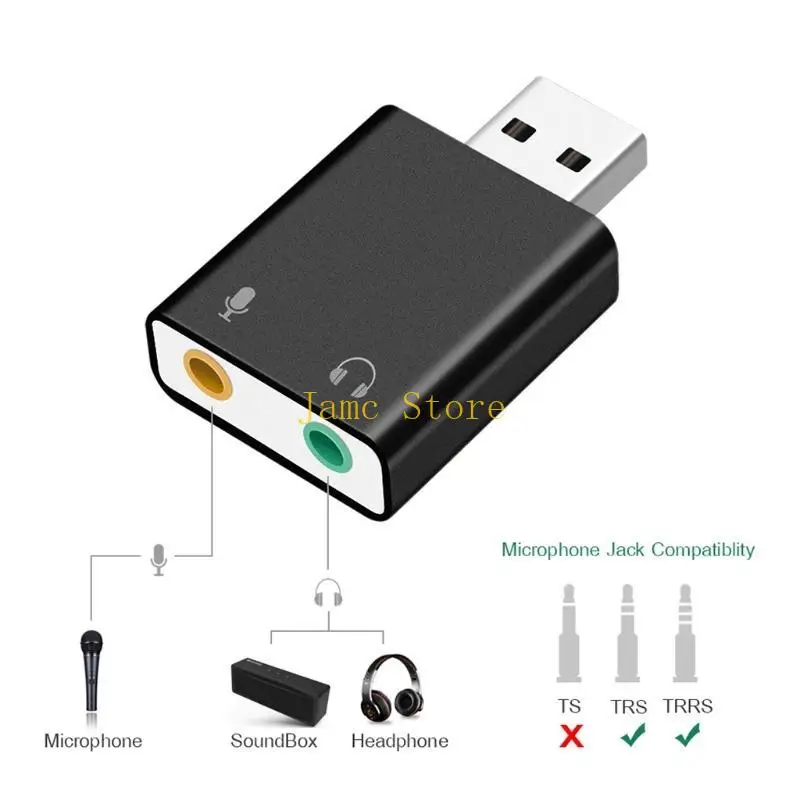 LX0B External 7.1 USB 3D Surround Sound Card Box Headphone and Mic Input