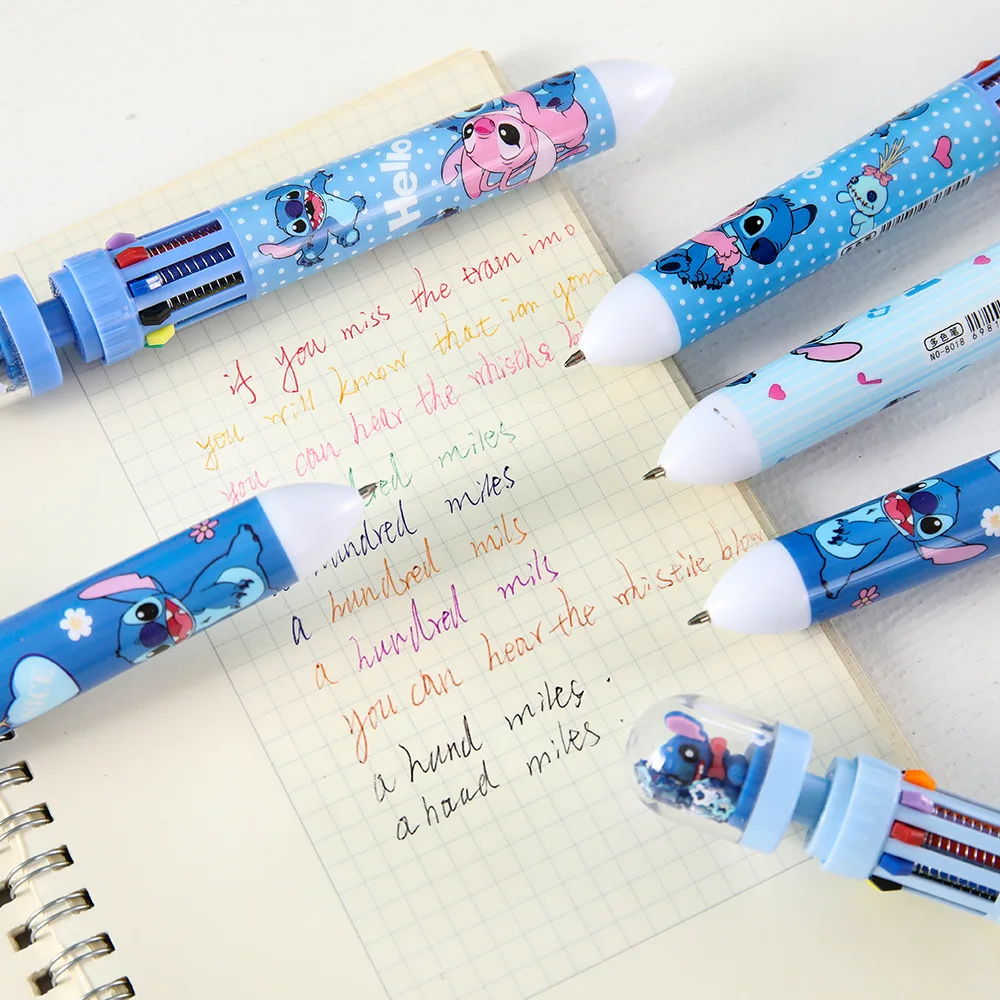 Random 1/2pc of Disney Stitch Themed 10-Color Ballpoint Pens, Diary Oil-Based Marker Pens, Student Stationery for Study school - view 6