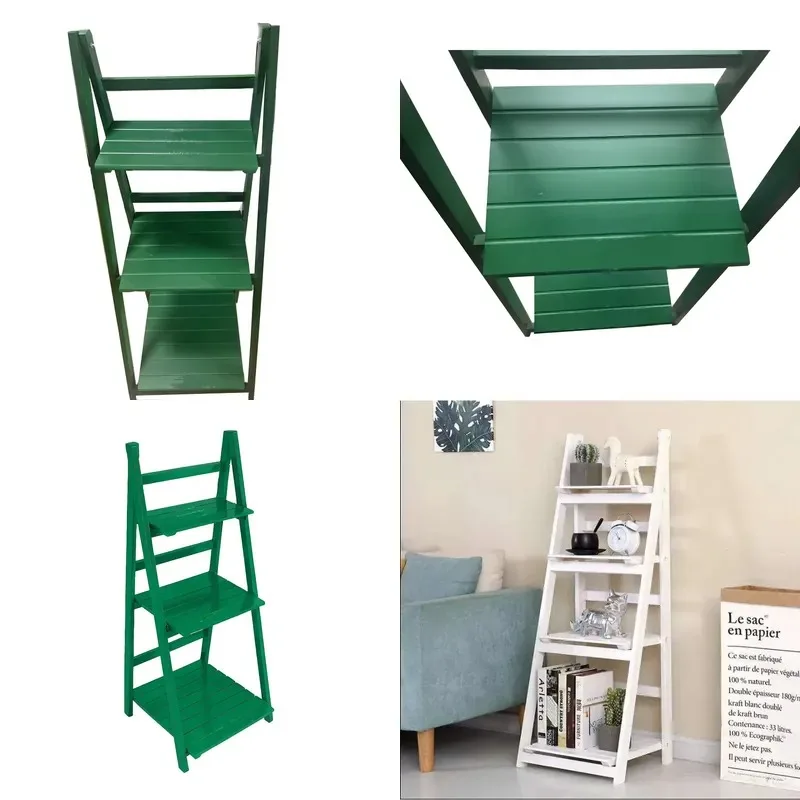 Three Tier Wooden Flower Stand Vertical Folding Plant Rack for Outdoor Garden and Home Use