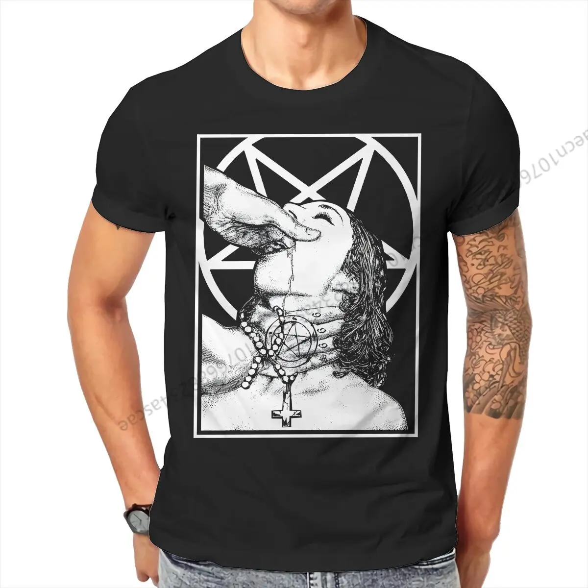 Satanic Nun  Men T Shirt O-Neck TShirt Cotton Tops