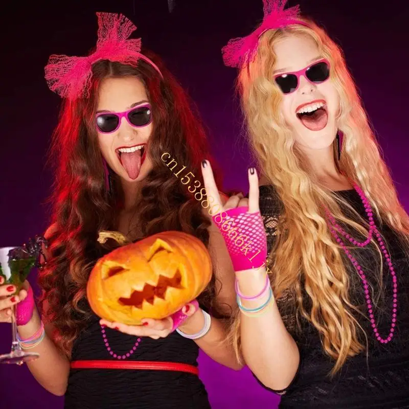 Accessori in costume degli anni '80 per festa degli anni '80 con guanti pesce craspelli con le gambe più caldi Orecchini a