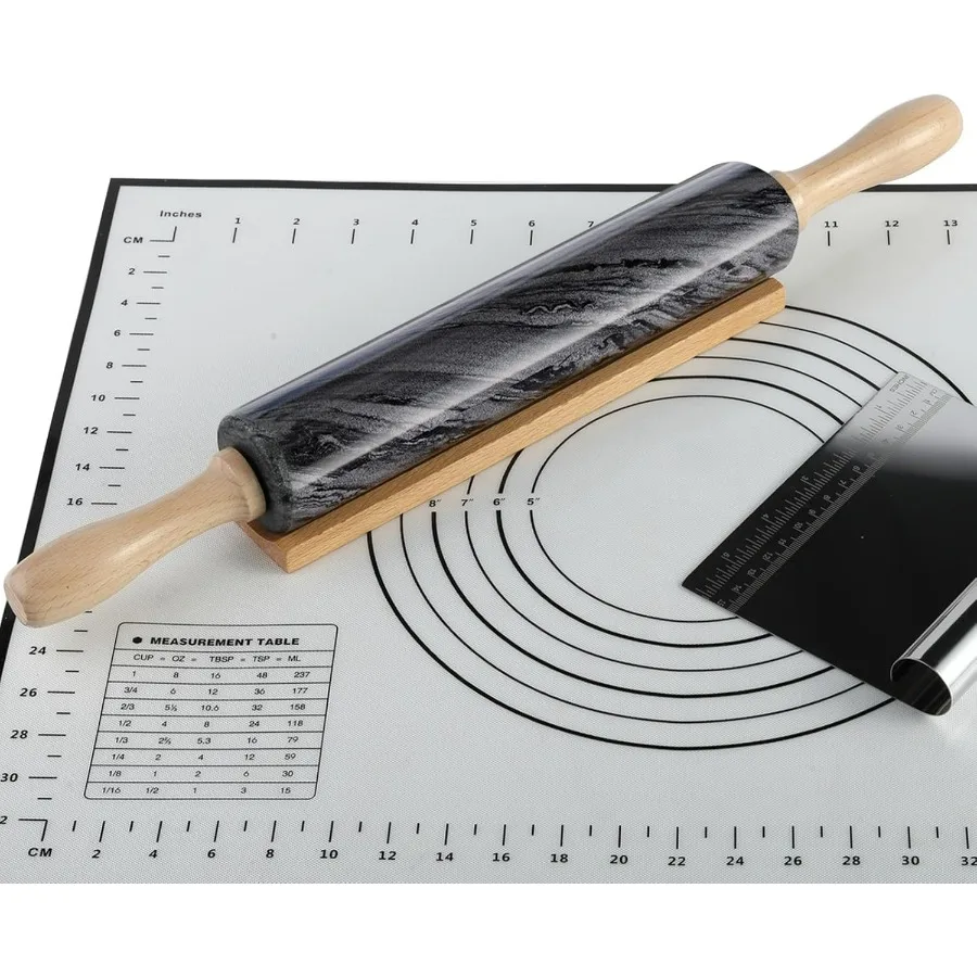 

African Natural Marble Rolling Pin, Non-Stick Polished Dough Roller, Pasta, Dumpling, Fondant, Pie Crust, Bread, Pizza Dough, Ki