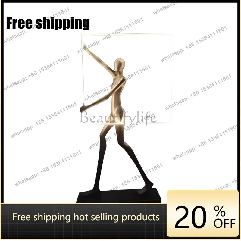 Factory Direct. standing posture figure statue, floor lamp, hotel sales office art ornament, creative light luxury large-scale