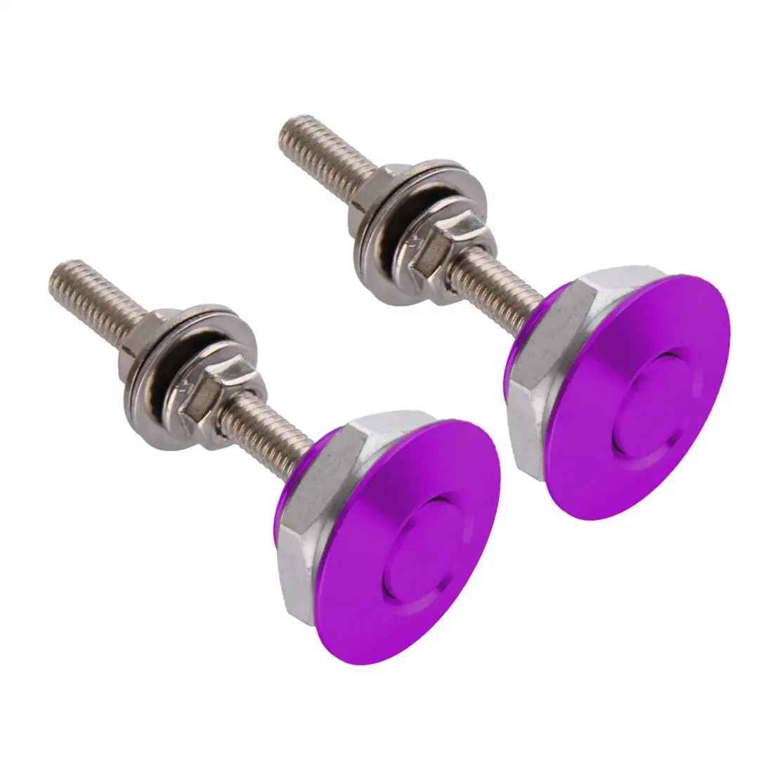 2pcs Purple 30mm Car Push Button Quick Release Hood Bonnet Pins Lock Clip Bumper Latch fit for Universal Aluminum Alloy New