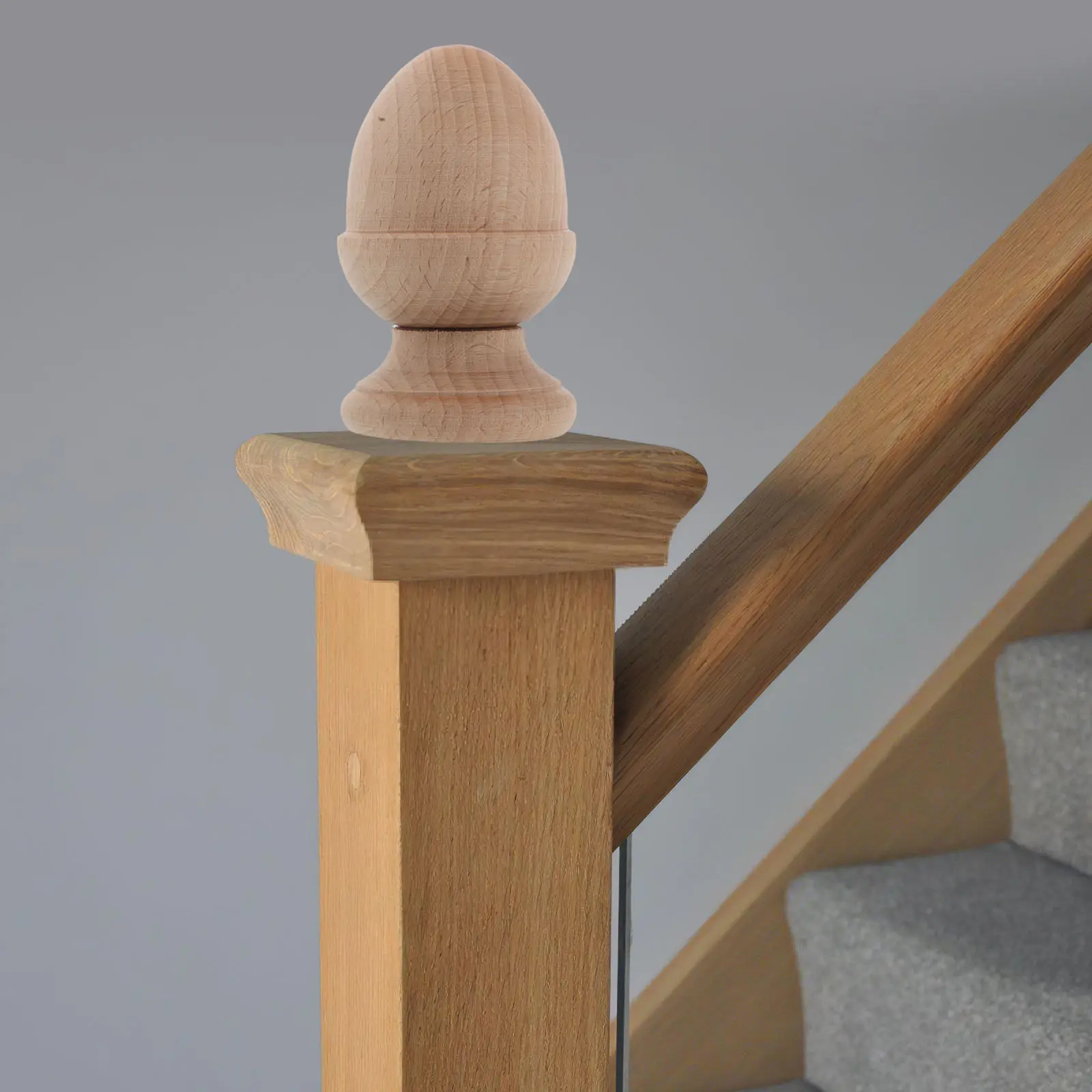 2Pcs European Style Wooden Finials for Bedpost Carved Wood Furniture Toppers Unfinished Curtain Rod Ends Decorative Staircase