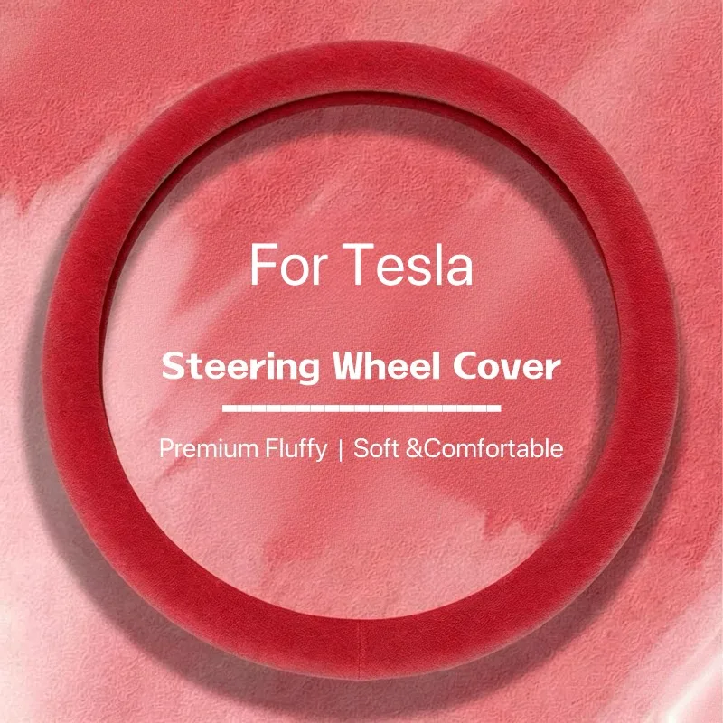 Suitable for Tesla Suede Steering Wheel Cover, New All Seasons, Anti-Slip Sweat Absorbent, Ultra Thin, Men Women, Premium 38cm