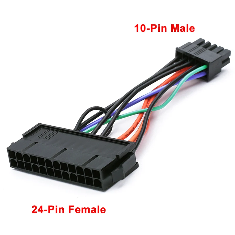 1 Uds ATX 24 pines hembra a adaptador macho de 10 pines Cable de alimentación para placa base Lenovo de 10 pines