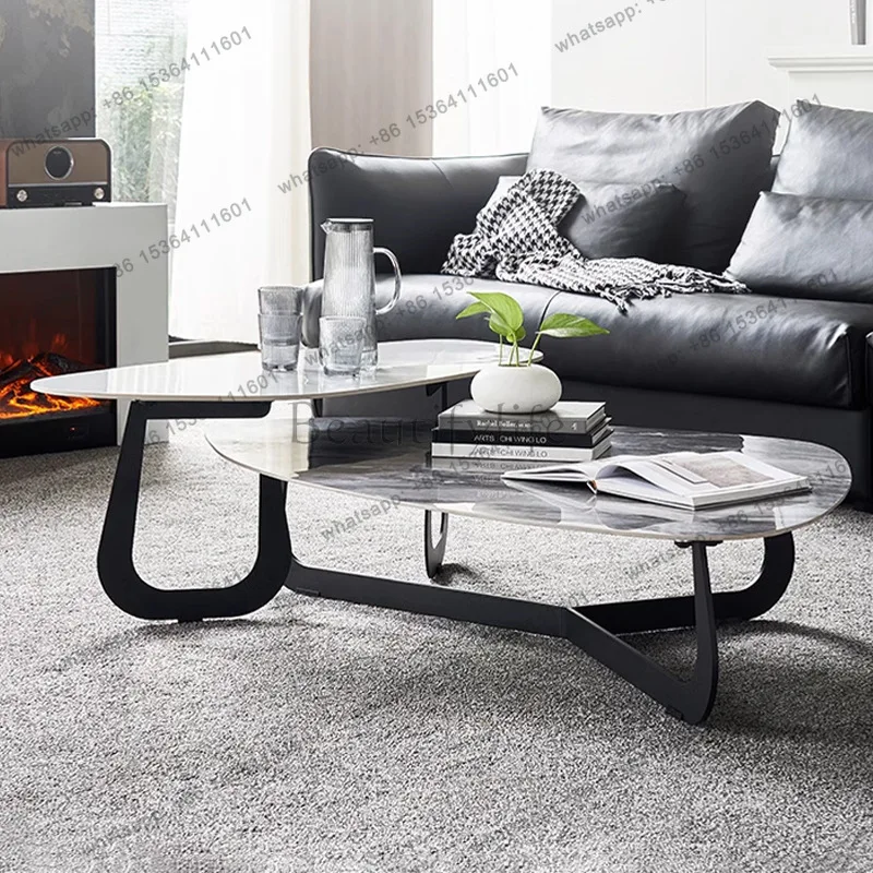 Italian Minimalist Rock Plate Coffee Table Set Modern Minimalist Creative Tea Tables Luxury High - End Home Furniture