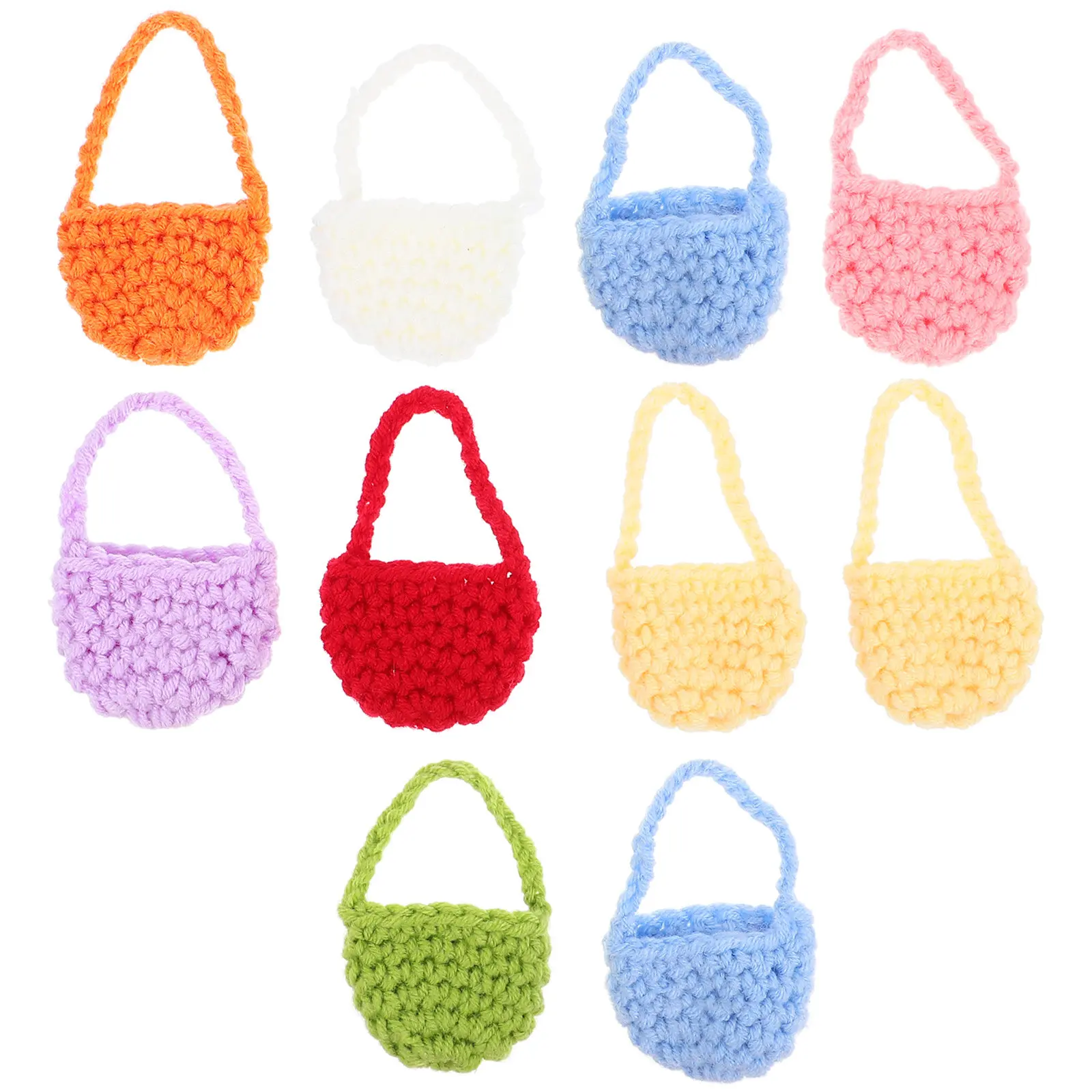 

10Pcs Mini Knitted Bag Dollhouse Accessory Tiny Crossbody Style Knit Ornament Soft Touch Compact Decor for Miniature Interior