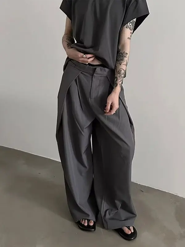 

Мужские брюки в американском ретро-стиле с высокой талией и широкими штанинами, свободного кроя, прямые, повседневные, универсальные, летние, модные, с эффектом стройности