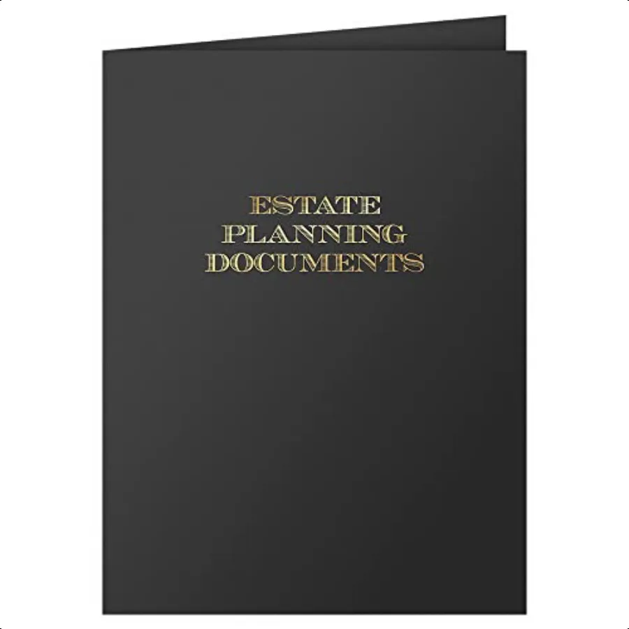 

25 Count Black Estate Planning Documents Pocket Folders Gold Foil Stamped for Legal Profionals 9 x 12