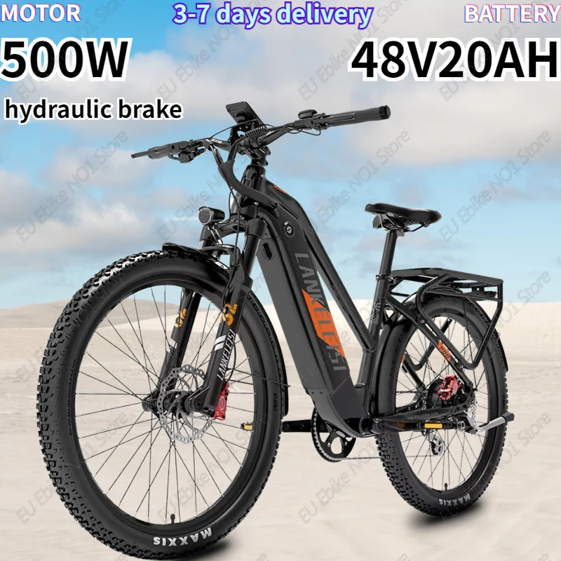 LANKELEISI MX600 Electric Bike 48V20AH Lithium Battery Hydraulic Brake E Bike 27.5 Inch Tire 500W All Terrain Electric Bicycle