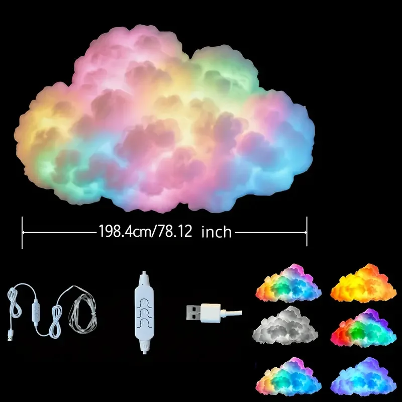 Gifts DIY Motorcycle Clean Color Changing Lamp USB Gaming Decor Colorful Cloud Lights Light Kit Lighting Tools view 2