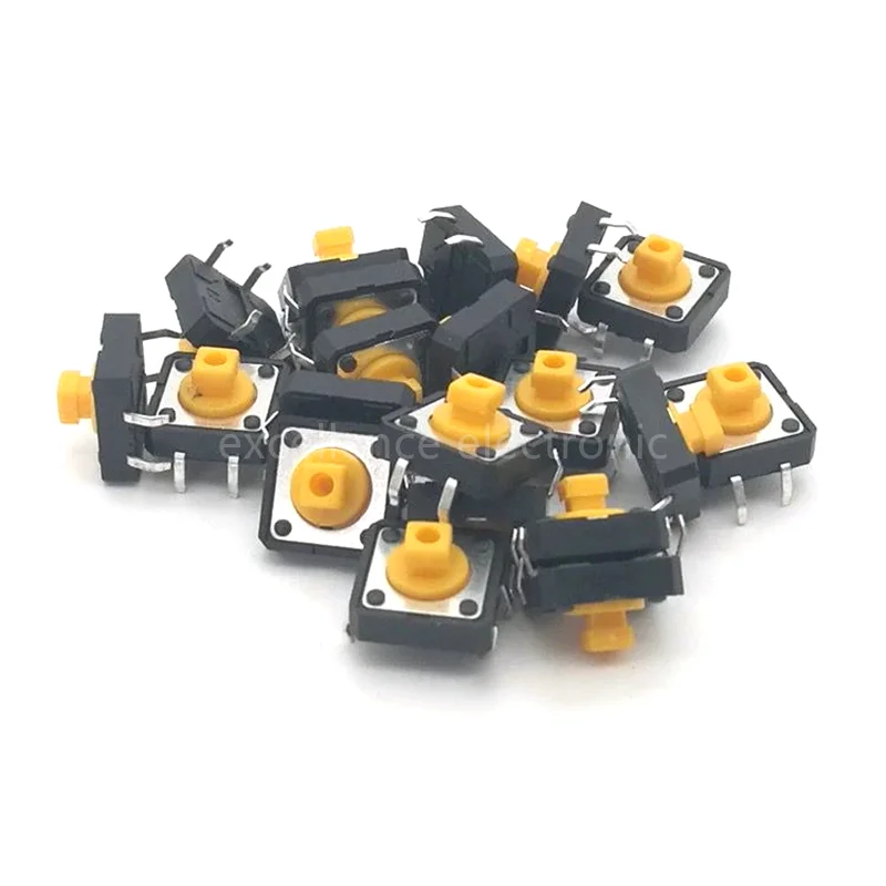 20PCS 12x12x7.3mm Tactile Switches Yellow Square Push Button Tact Switch 12*12*7.3 mm Micro Switches