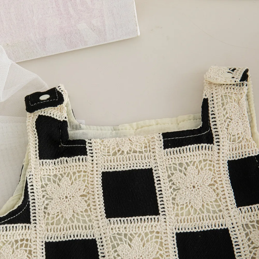 Princess Children Girl Clothing Set 0-4Years Toddler Kids Sleeveless Plaid Knitwear Tank Tops+Shorts Bottom 2PCS Summer Clothes