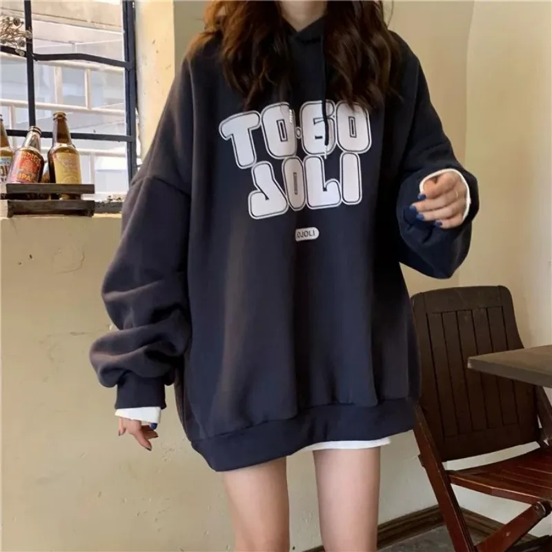 2024 Women Hoodies Letter Print Streetwear Oversized Male Hip Hop Hoodie Pullover Autumn Winter Y2k Korean Hooded Sweatshirt