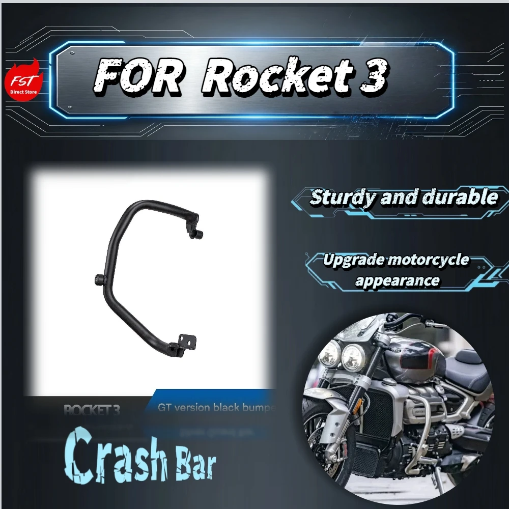 For Rocket 3 Motorcycle Stainless Steel Matte Black Engine Crash Bar Anti-Fall Bumper Anti-Impact Protection Mod Accessory