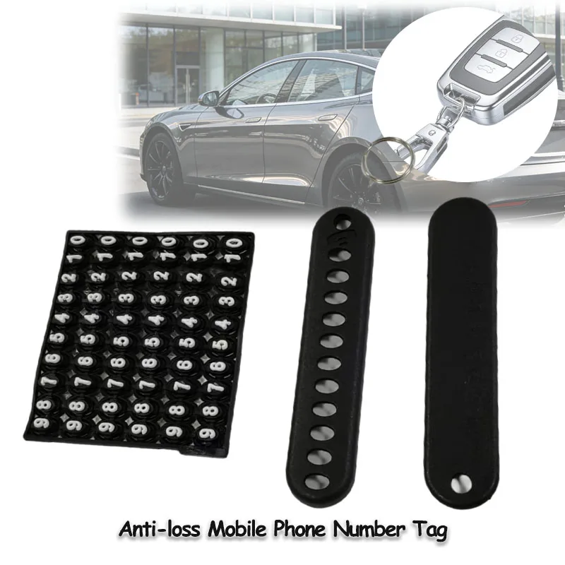 Picture 4: Anti-loss Mobile Phone Number Tag for Car Keychain Key Bag Loop Hanging Phone Number Plate Universal