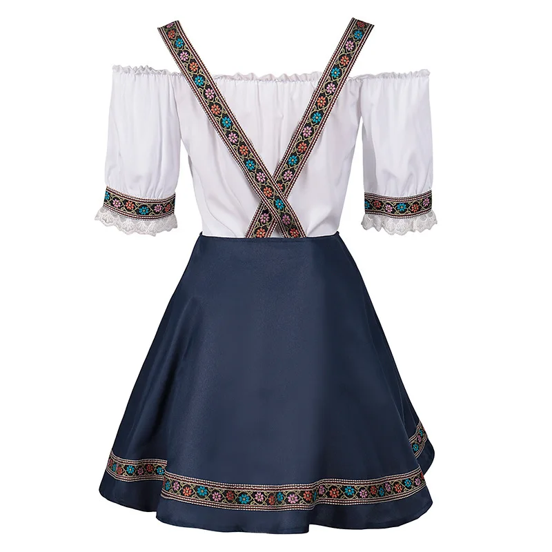 Lady Carnival Bavarian Oktoberfest Costume Top And Sling Skirt Clubwear Waitress Maid Cosplay Halloween Fancy Party Dress
