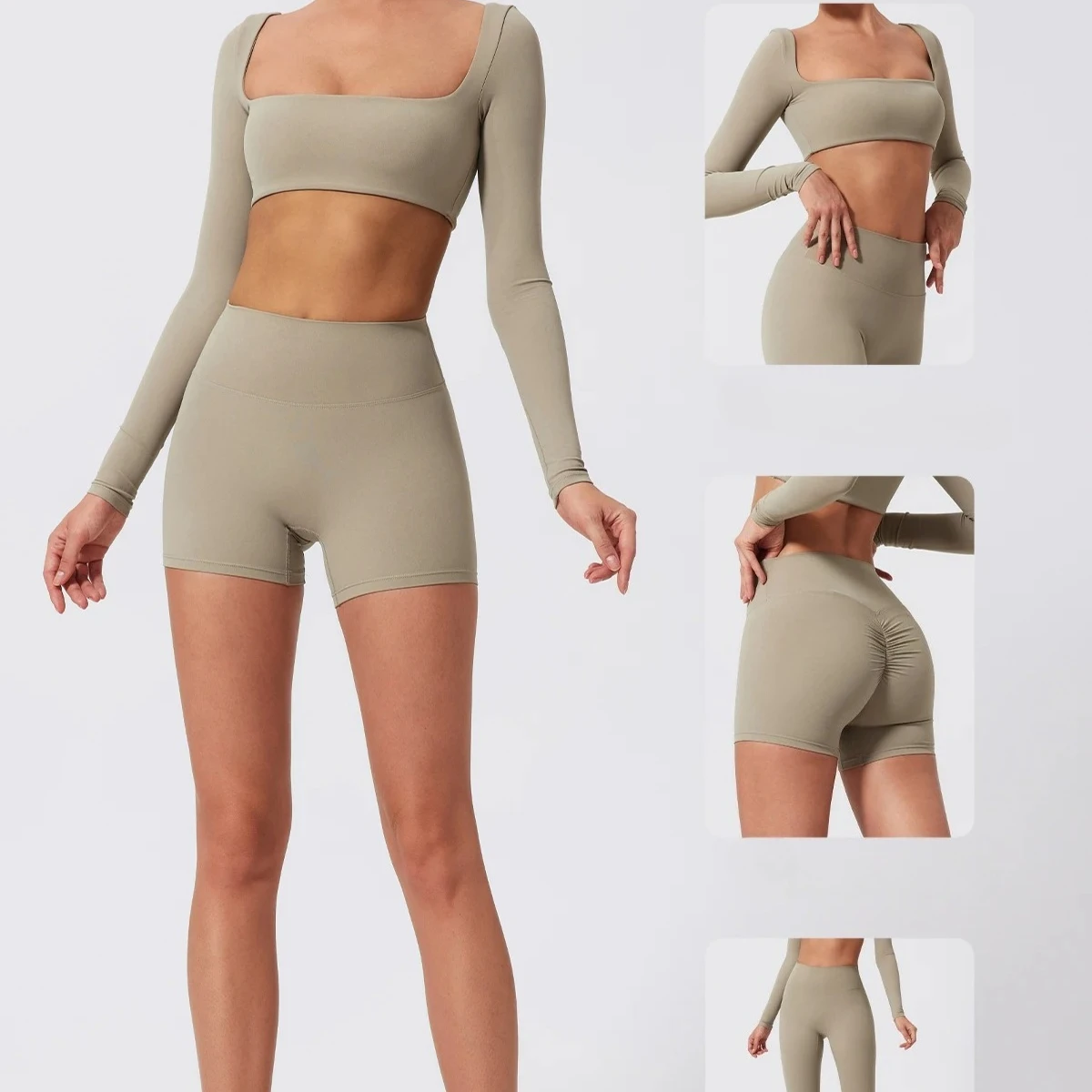 ctenkevet-長袖スポーツフィットネスセット女性アウトドアランニングアクティブウェア女性ヨガ服クロップトップスポーツ衣装女性のための