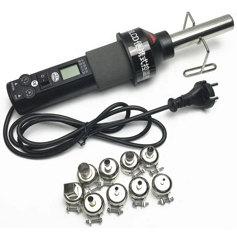 450W Hot Air Gun Digital Display Electric Hot Air Gun Temperature Control Welding Table To Send 9 Air Nozzles