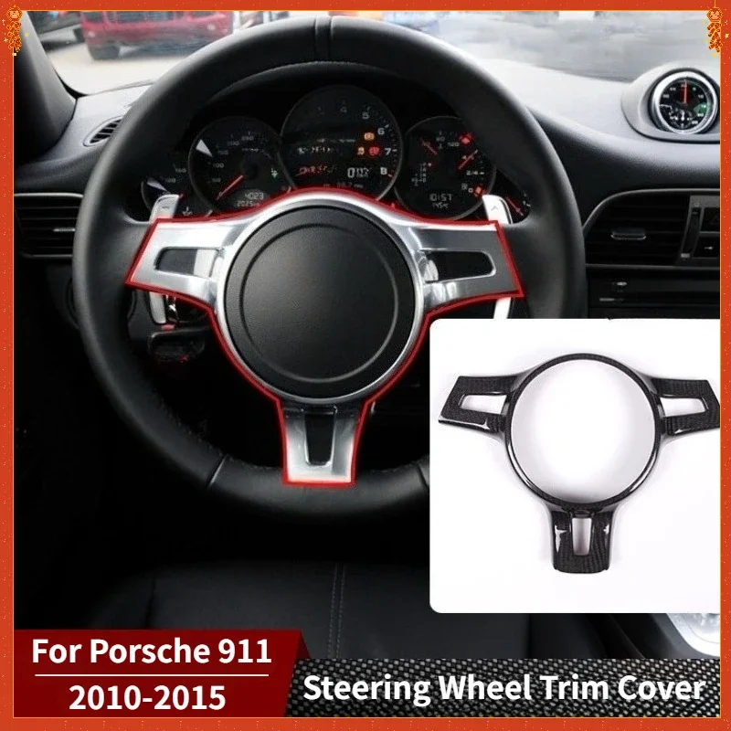 

For Porsche 911 Real Dry Carbon Fiber 2010-2015 Interior Black Steering Wheel Trim Cover Decoration Modification Accessories