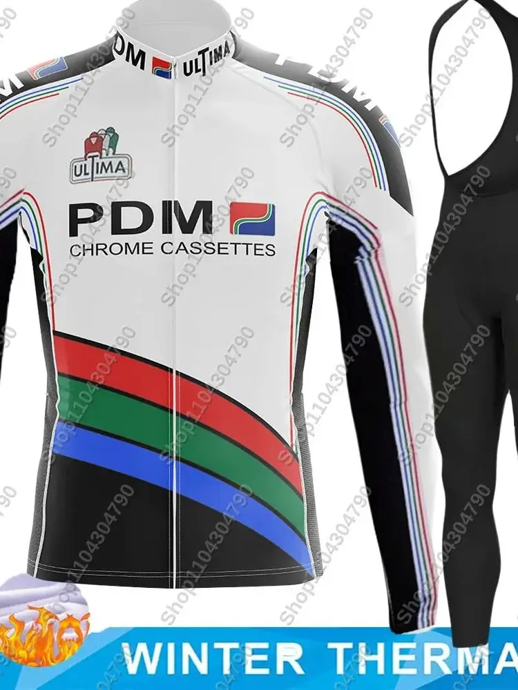 AliExpress NONE 2025 Pdm Team Winter Cycling Jersey Set Men Retro Fleece Clothing Suit Long Sleeve MTB Bike Road Pants Maillot