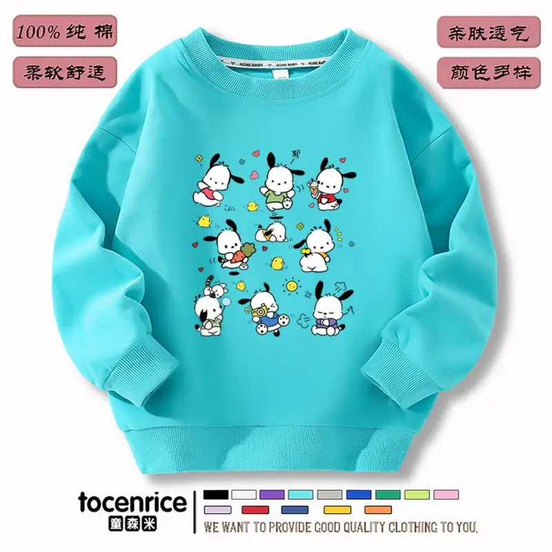 

Pochacco Plus бархатный свитшот с героями мультфильмов Sanrio для девочек Kawaii куртка новый стиль модная осенняя одежда детский свитшот универсальный
