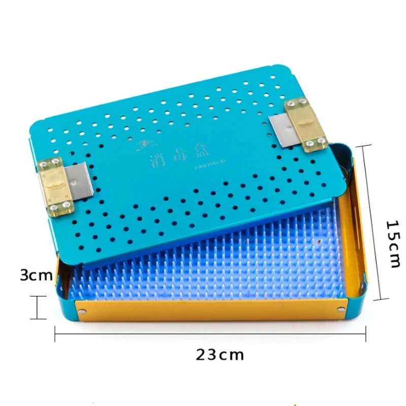 Caja de desinfección de silicona importada, instrumentos quirúrgicos oftálmicos de acero inoxidable, desinfectante de alta temperatura y alta presión