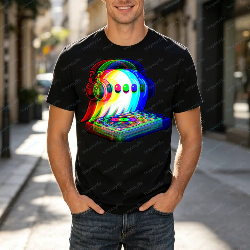 Vaporwave DJ Ghost T-Shirt,  Music Tee, Rave Ghost Shirt, Party Optical Illusion Apparel, Festival Outfit, Gift for EDM Lovers