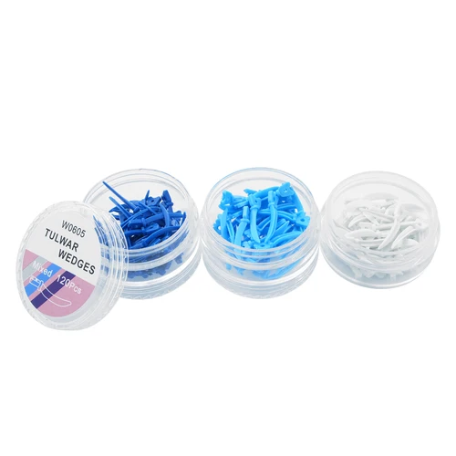 Imagen 2 del producto 40/120 unids/caja S/M/L cuñas dentales Tulwar cuña de repuesto para sistema de matriz seccional cuñas de plástico desechables con agujero