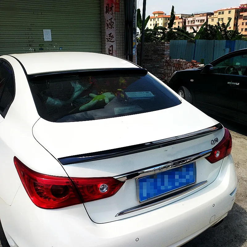 For 2014 15 16 17 18 19 20 21 Infiniti Q50 ABS Black Carbon Rear Window Roof Car Spoiler Wings Tuning Exterior Accessories