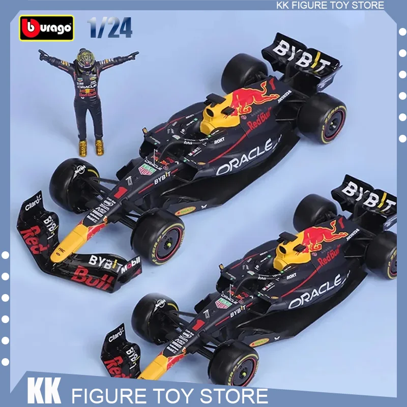 2024 New Bburago F1 1:24 Red Bull Rb19 And Max Verstappen Anime Figure Diecast Model Alloy Luxury Vehicle Kid Birthday Gift Toy