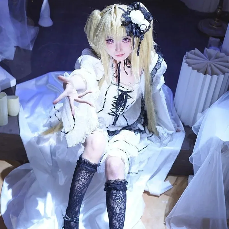 DY20Tsukiyomi Utau disfraz de Cosplay Anime Shugo Chara vestido gótico blanco de Lolita uniformes para niñas conjunto de accesorios fiesta de Carnaval Sui
